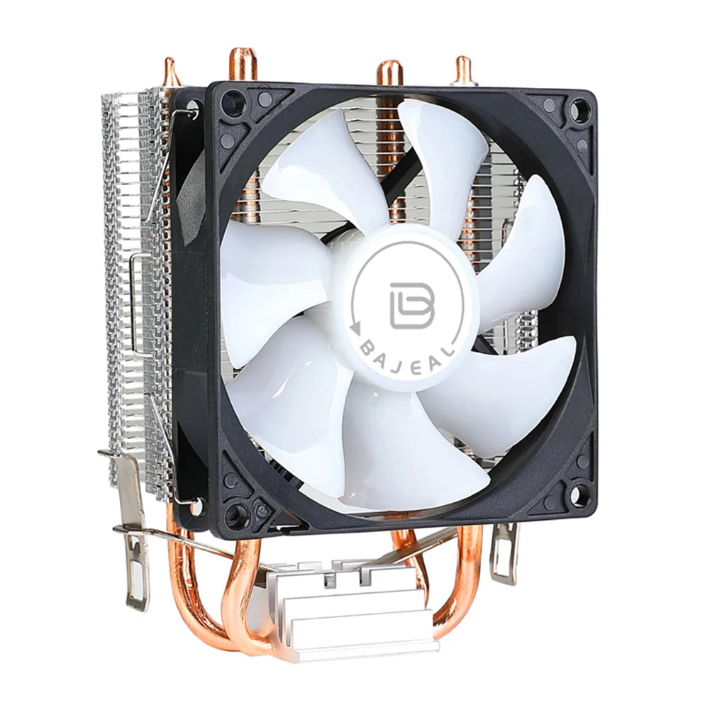 90Mm CPU Air Cooler with 2 Heat Pipes Quiet Rainbow RGB Cooling Fan Silent RGB Fan for Intel 1150/1151/1155/1156/1200 AMD AM2