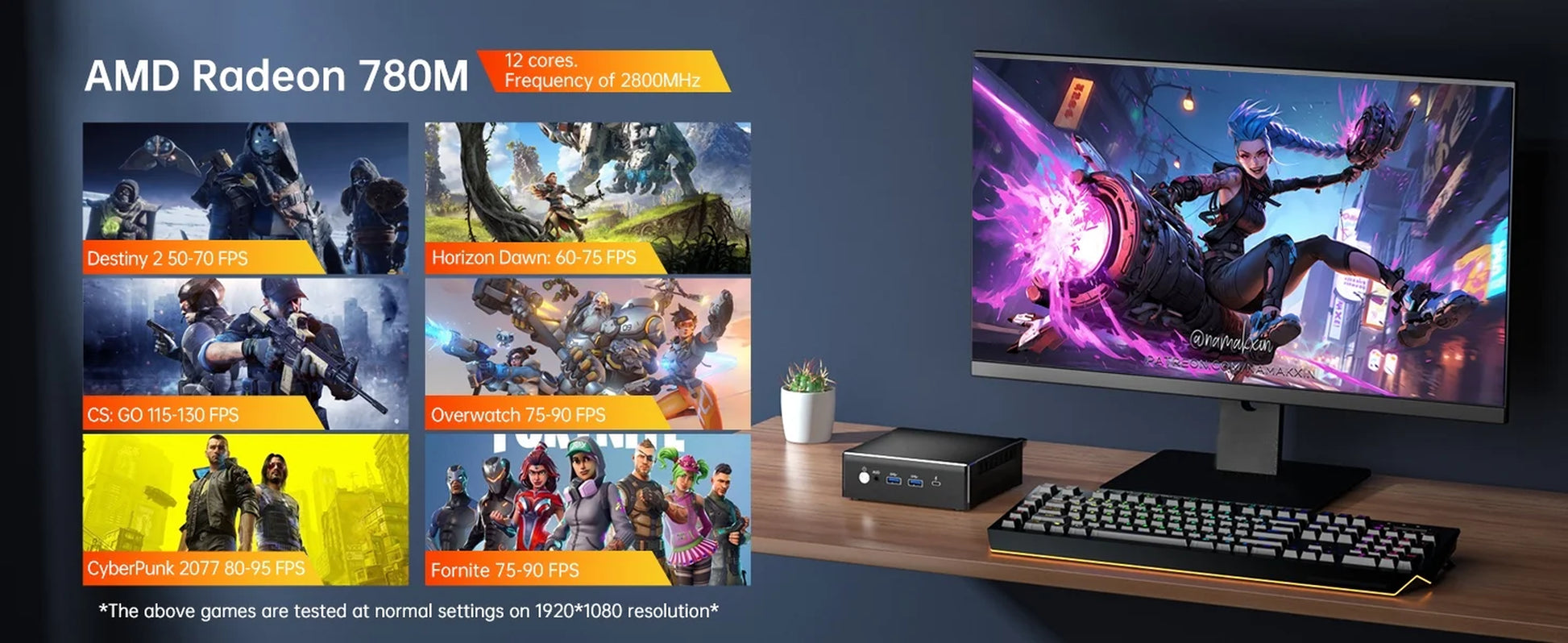 Mini Gaming PC with AMD Ryzen 7 7840HS, Upto 5.1Ghz, Desktop Computer with 32G DDR5, 512G M.2 PCIE4.0 SSD, Windows 11 Pro, 2XHDMI/USB-C Port, 4K Triple Display, Dual Lan(1X2.5G), Wifi6E/Bt5.3