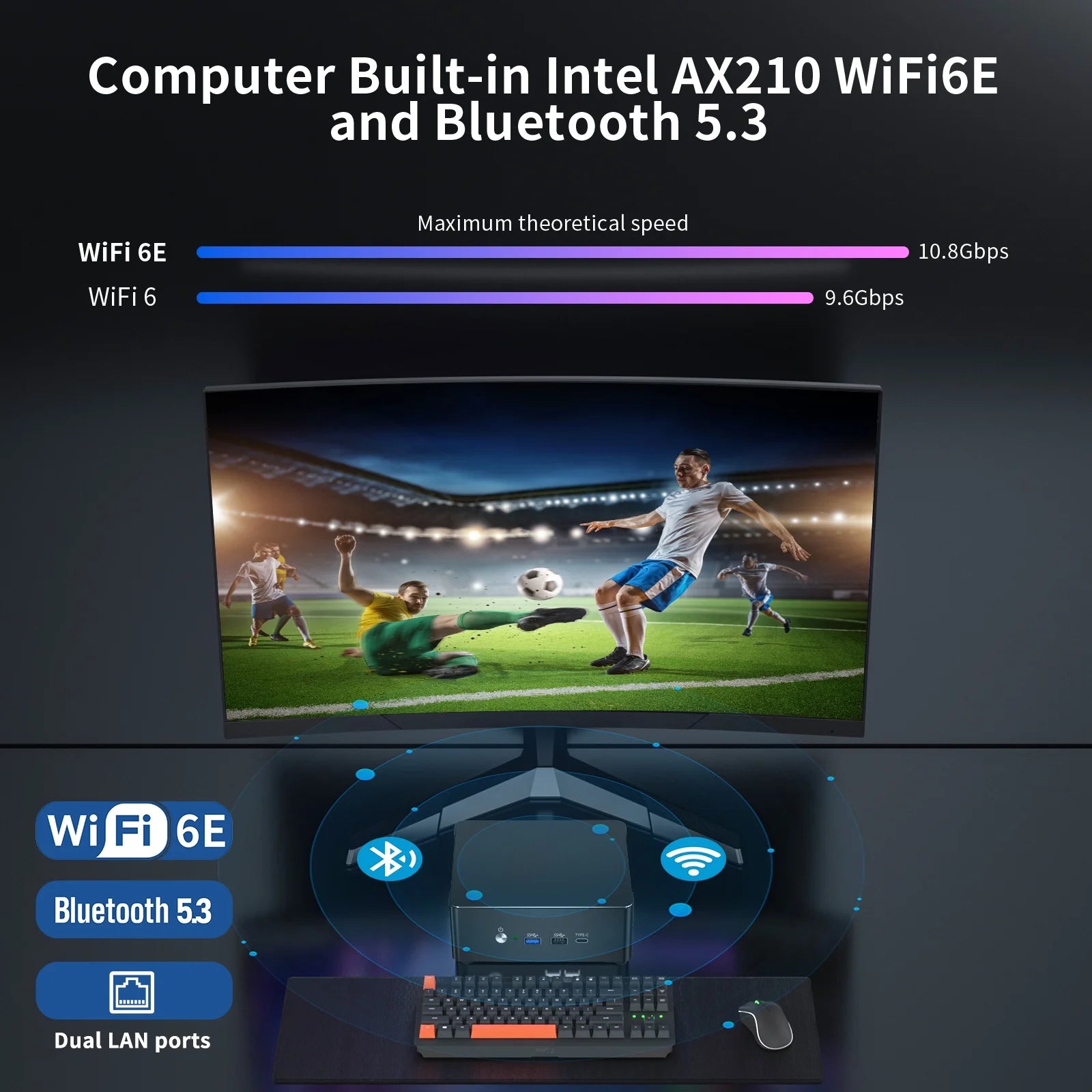 Mini PC I9, Desktop Computer with Core I9-12900H 3.8-5.0Ghz, Windows 11 Pro, 16G DDR4, 256G M.2 PCIE4.0 SSD, DP/HDMI/USB-C Port, 8K@60Hz, Dual LAN, 1X2.5G RJ45 LAN, Wifi6E/Bt5.3, USB3.2, VESA