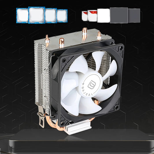 90Mm CPU Cooler with 2 Heat Pipes Quiet Rainbow RGB Cooling Fan CPU Cooling Fan for Intel LGA 775 1150/1151/1155/1156/1200 AMD