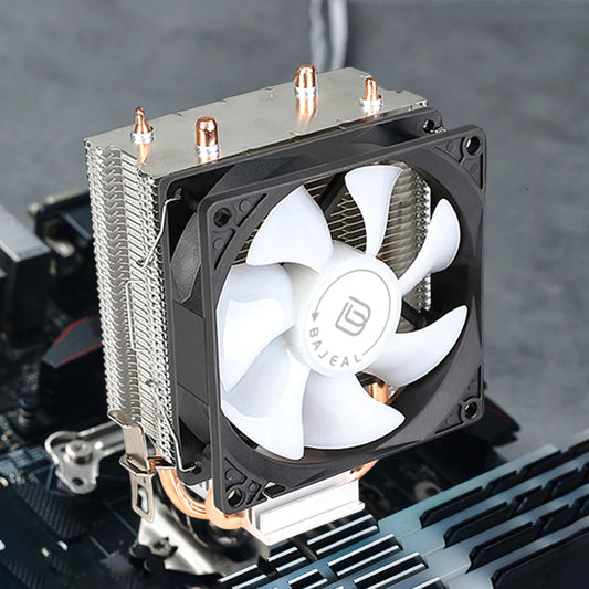 CPU Air Cooler with 2 Heat Pipes Quiet Rainbow RGB Cooling Fan 3PIN CPU Cooling Fan for Intel 1150/1151/1155/1156/1200 AMD AM2