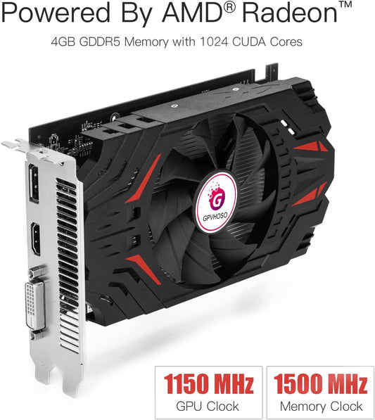 AMD Radeon RX 560 Graphics Card, 1275Mhz, 4GB 128-Bit GDDR5 Pcie 3.0 X8, DP/HDMI/DVI-D, Directx 12, AMD Freesync/Eyefinity Technology, Computer GPU, Desktop Gaming Video Card, Support 4K